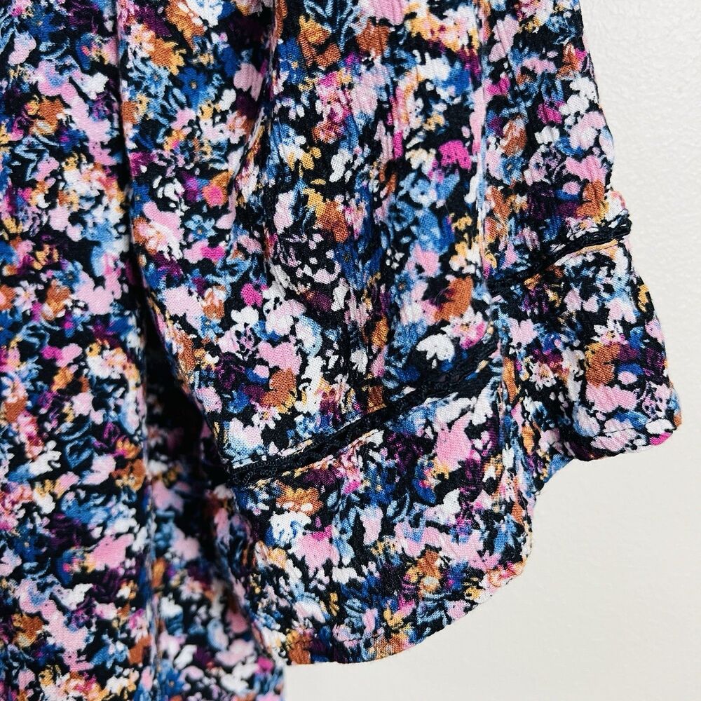 J. Jill Colorful Dixie Floral Billowy Lightweight Flowy Blouse Boho Size Large - Picture 5 of 9